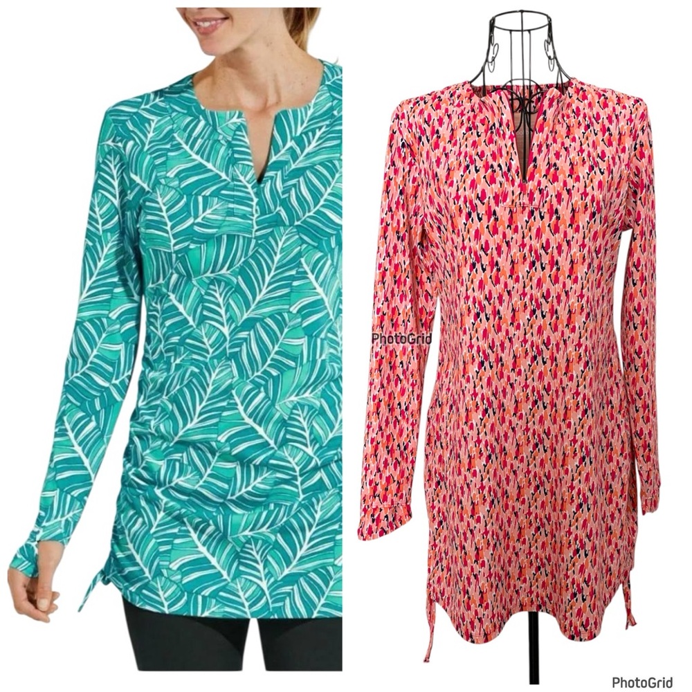 UPF 50+ Coolibar Hokulani Adjustable Ruche Excellent UV Protection Swim Shirt